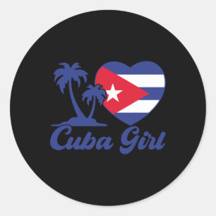 Pegatina Redonda Cuba- Bandera Chica cubana Patrimonio hispano cuba