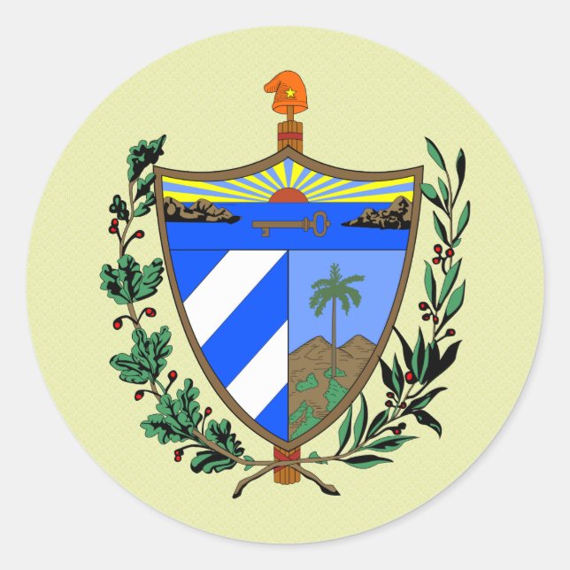 Pegatina Redonda Cuba: Detalle del escudo de armas (Anverso)