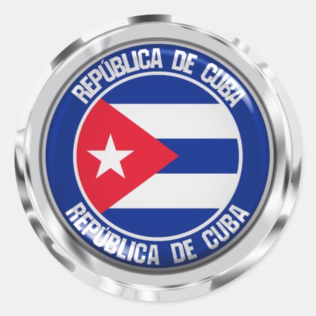 Pegatina Redonda Cuba redonda Emblema (Anverso)