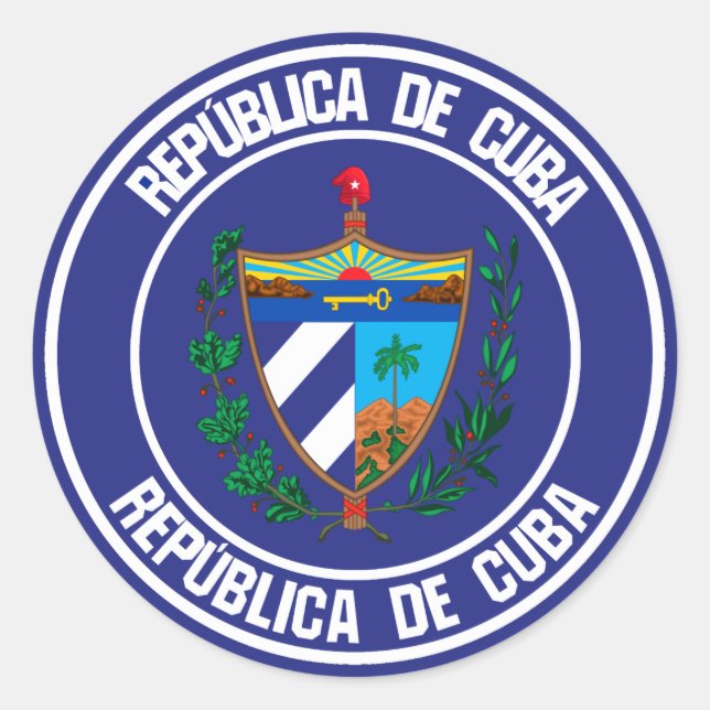 Pegatina Redonda Cuba redonda Emblema (Anverso)