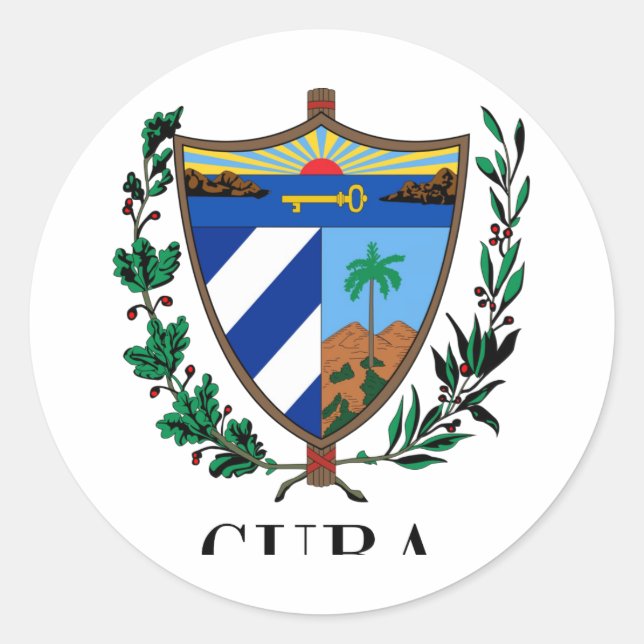 Pegatina Redonda CUBA - símbolo/escudo de armas/bandera/colores/emb (Anverso)