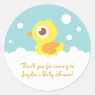 Pegatina Redonda Cubber Ducky en el baño de burbujas