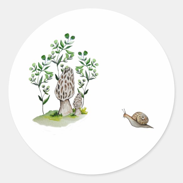 Pegatina Redonda Cubierta acuarela patrón hongo tarjeta de tazón de (Anverso)