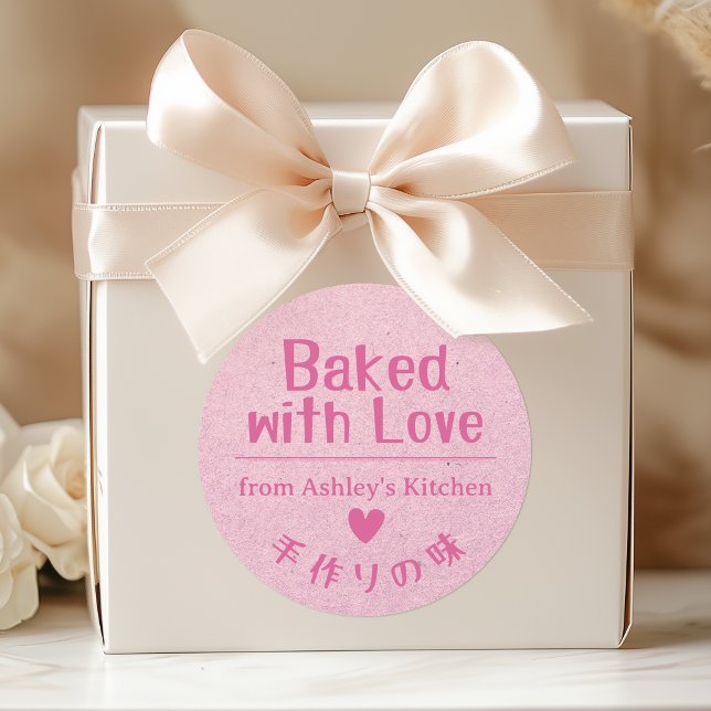 Pegatina Redonda Cubierta con amor Papel rosa Kraft Mano tachado de (Subido por el creador)