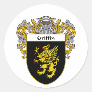 Pegatina Redonda Cubierta de armas de Griffin (Mantled)
