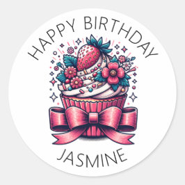 Pegatina Redonda Cubierta de fresa Personalizada caprichosa