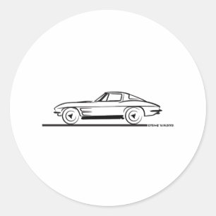 Pegatina Redonda Cubierta de ventana dividida de rayo Corvette 1963