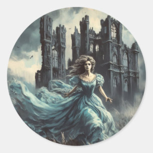 Pegatina Redonda Cubierta del libro gótico de romance Spooky Castle