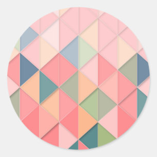 Pegatina Redonda CUBISMO EN tonos pastel GEOMÉTRICO - AGREGAR MONOG