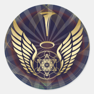 Pegatina Redonda Cubo Angelic-Merkaba-Metatron