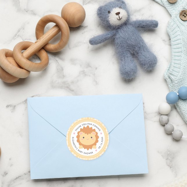 Pegatina Redonda Cubo de León Cubo género Neutral Baby Shower Favor (Subido por el creador)