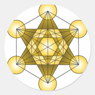 Pegatina Redonda Cubo de Metatron