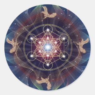 Pegatina Redonda Cubo de Metatron - Merkabah