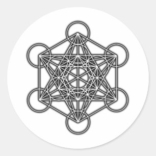 Pegatina Redonda Cubo de Metatron (negro)