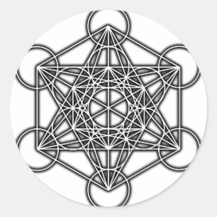 Pegatina Redonda Cubo de Metatron (negro)