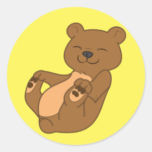 Pegatina Redonda Cubo de oso marrón