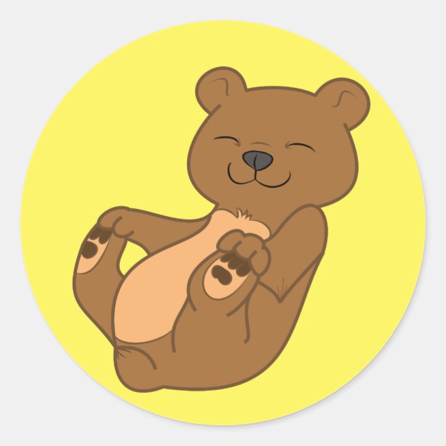 Pegatina Redonda Cubo de oso marrón (Anverso)