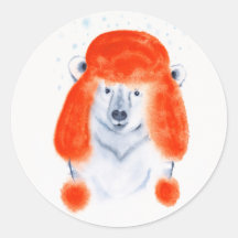 Cubo de oso polar en Navidades de Gorras rojos de