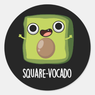 Pegatina Redonda Cubo divertido de aguacate Square-vocado con fondo