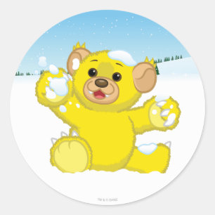 Pegatina Redonda Cubo Fluffy Amarillo