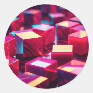 Pegatina Redonda Cubo Neon Marble