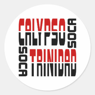 Pegatina Redonda Cubo Soca de calipso de Trinidad
