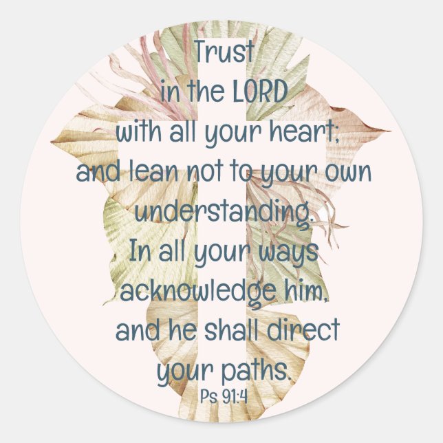 Pegatina Redonda Cubra Usted Con Su Biblia Feathers Cita Ps 91:4 (Anverso)