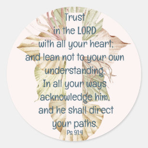 Pegatina Redonda Cubra Usted Con Su Biblia Feathers Cita Ps 91:4