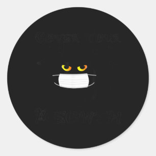 Pegatina Redonda Cubre Meowth Divertida Máscara de Gato Negro de Ha