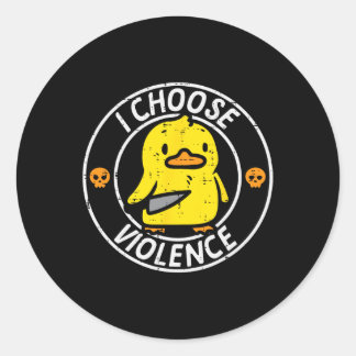 Pegatina Redonda Cuchillo de pato elijo gracioso Chiste sarcasmo Hu