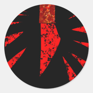 Pegatina Redonda Cuchillo Rojo asustado