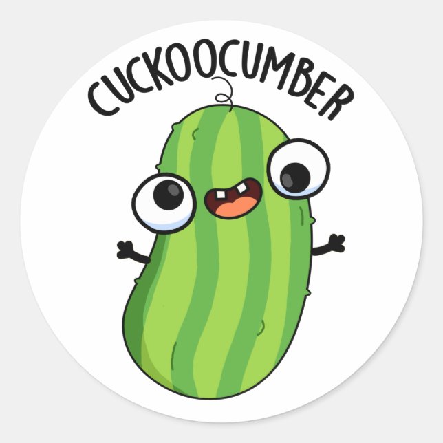 Pegatina Redonda Cuckoocumber Funny Veggie Cucumber Pun (Anverso)