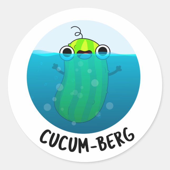 Pegatina Redonda Cucum-berg Funny Cucumber Pun (Anverso)