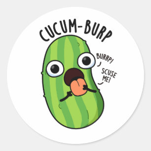 Pegatina Redonda Cucum-burp Funny Cucumber Pun