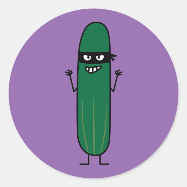 Pegatina Redonda Cucumber Bandito Ninja Masked Sneaky Bandit (Anverso)