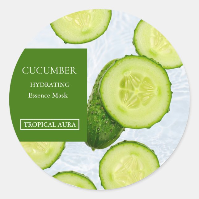 Pegatina Redonda Cucumber Facial Mask Label (Anverso)