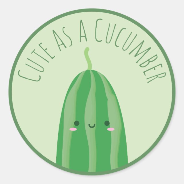 Pegatina Redonda Cucumber Funny Cutecumber (Anverso)