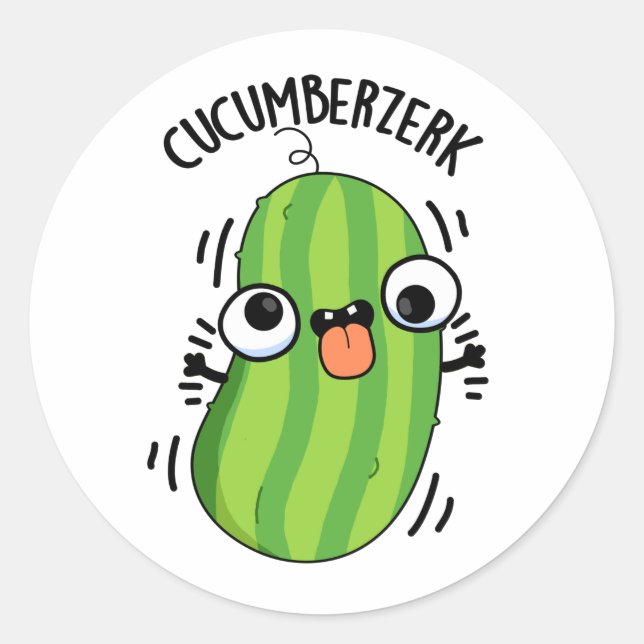 Pegatina Redonda Cucumberzerk Funny Berzerk Cucumber Pun (Anverso)
