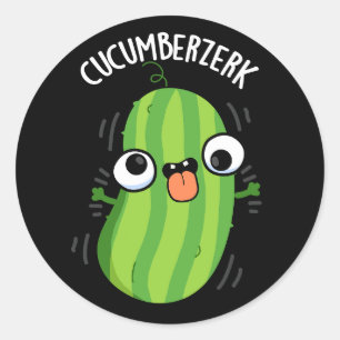 Pegatina Redonda Cucumberzerk Funny Berzerk Cucumber Pun Dark BG