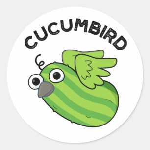 Pegatina Redonda Cucumbird Funny Veggie Cucumber Pun