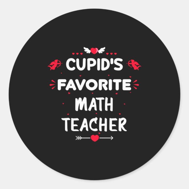 Pegatina Redonda Cud S Favorite Math Teacher Valentine S Day Man  (Anverso)