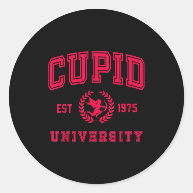 Pegatina Redonda Cud University Cute Cherub Valentines Day Crest  (Anverso)