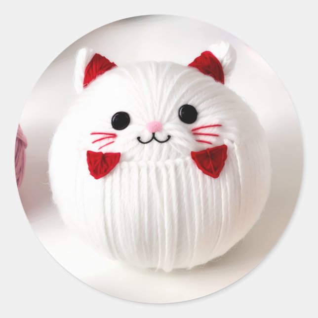 Pegatina Redonda Cuddle Me Up Cozy Cat Portrait (Anverso)