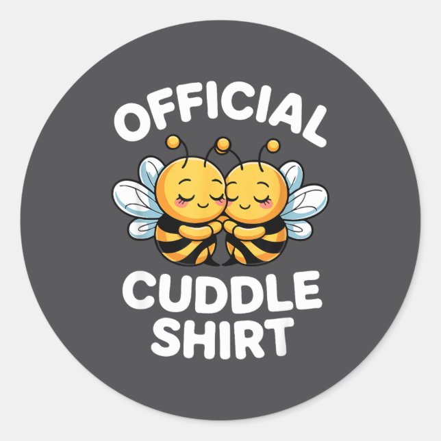 Pegatina Redonda Cuddle Shirt Cute Bees Funny Cozy Couple  (Anverso)