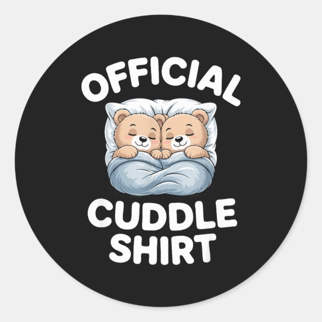 Pegatina Redonda Cuddle Shirt Cute Teddy Bear Sleepwear  (Anverso)