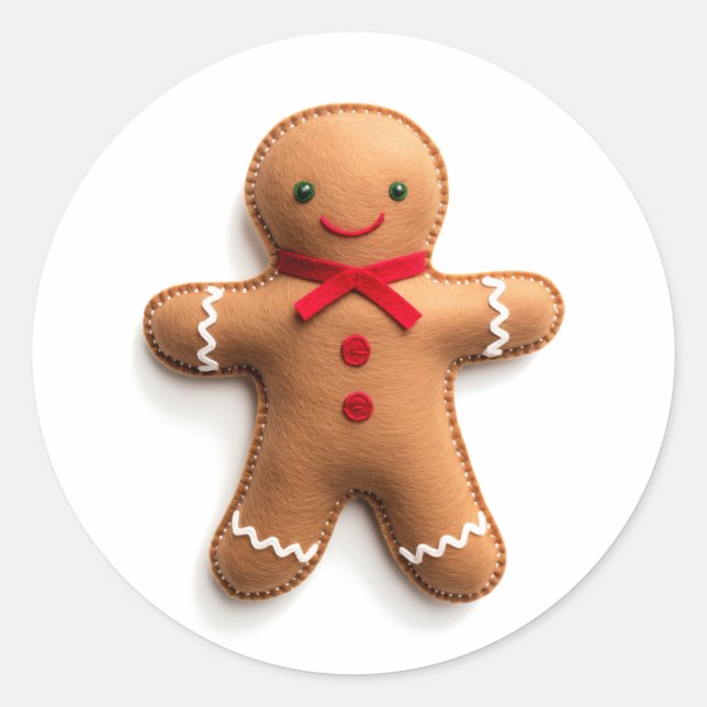 Pegatina Redonda Cudiosamente Gingerbread Cheer (Anverso)
