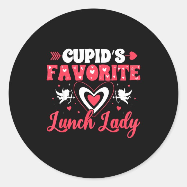 Pegatina Redonda Cuds Favorite Lunch Lady Valentine Day Love Lunch  (Anverso)
