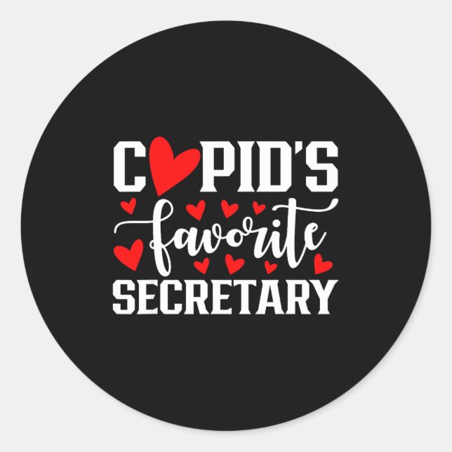 Pegatina Redonda Cud's Favorite Secretary Cute Heart Valentine's Da (Anverso)