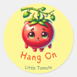 Pegatina Redonda Cuelgue la camiseta de pequeños tomates, el regalo