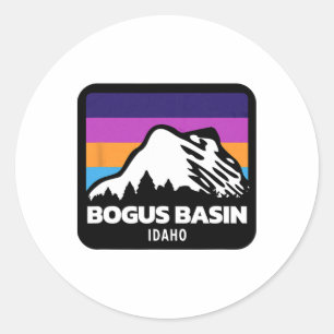 Pegatina Redonda Cuenca De Bogus Idaho Esquí Snowboard Montañas Fa